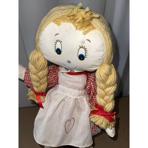 Campbells Brand Girl Rag Doll With Pig Tails and Heart Apron Approx 18 Inches - Picture 6 of 6